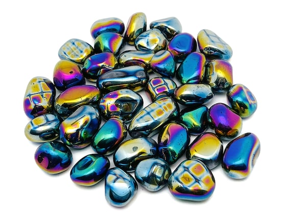 Rainbow Aura Quartz Tumbled Stone – Titanium Crystal – Healing Stone - TU1158
