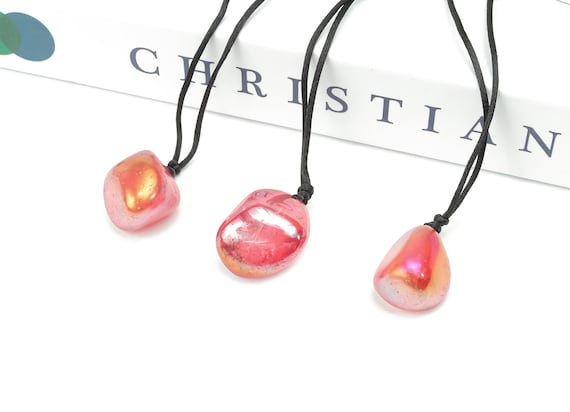 Red Aura Quartz Pendant - Crystal Pendant – Natural Necklaces - Heling Gemstone - Gifts - NC1103