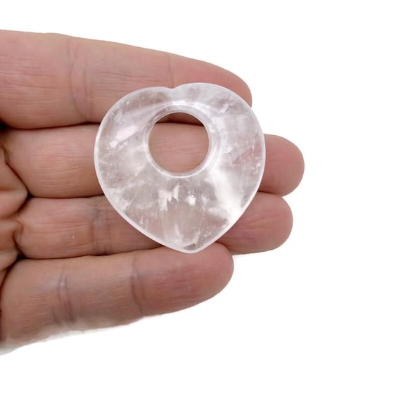Clear Quartz Love Crystal Heart Donut Necklace Pendant - Assorted Gemstone Pendant Pieces - HZ1007