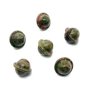 Unakite Saturn Crystal - Mini Planet Gemstone - Crystal Carving - 18mm - SA1010