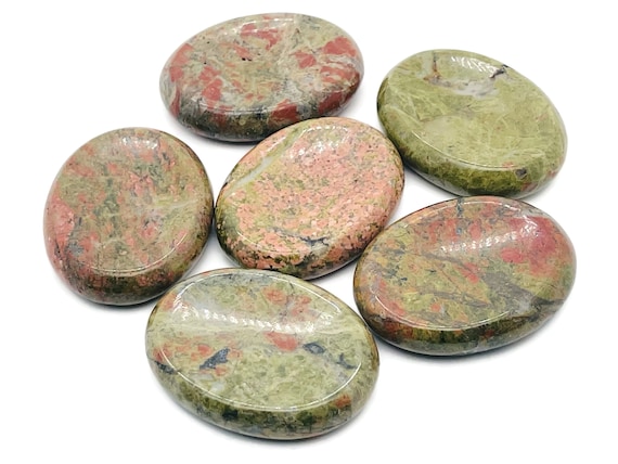 Unakite Worry Stone – Crystal Worry Stone – Pocket Stone – Healing Crystal - 4.5x3.5cm - WO1049