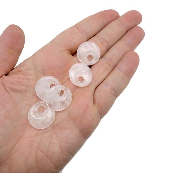 Clear Quartz Crystal Donut Pendant - Pi Stone Necklace Charm - 20mm - DO1080