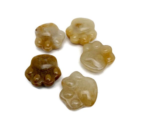 Yellow Jade Bear Paw Crystal Carving – Handcrafted Gemstone Creature Statue - HA1247