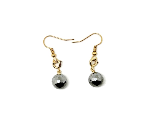 Terahertz Ball Earrings – Faceted Crystal Jewelry for Energy & Style - Gold Earrings - Gift for Her - NC1915
