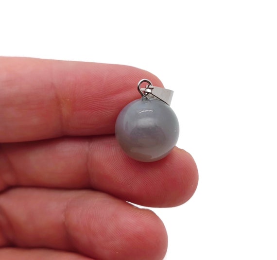 Gray Agate Crystal Ball Pendant - Ball Charm Whith Brass - Crystal Round Ball Pendant - Jewelry Making - Healing Crystal - NC1380