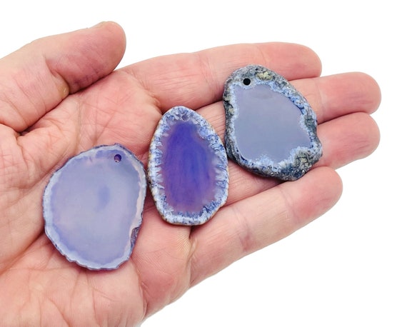 Purple Agate Slice Drilled - Purple Agate Slice Hole Geode Crystal - Natural Agate Slice - Jewelry Making - NC1490