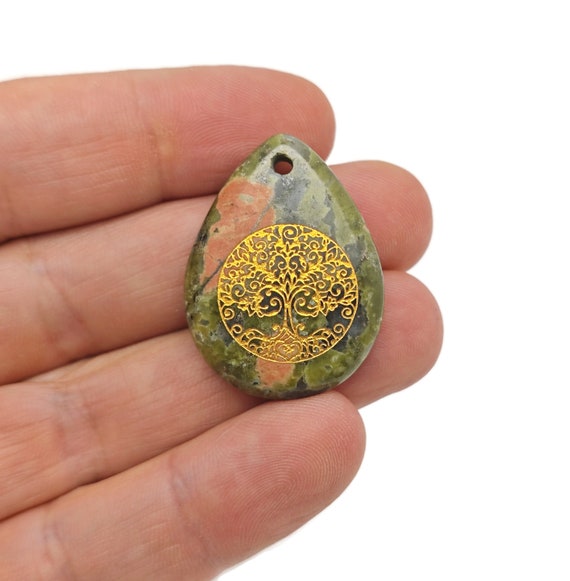 Unakite Drop Tree Gemstone Pendants - Crystals Pendant Healing - Loose Crystal Pendant - Gifts - NC1777
