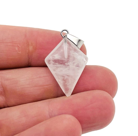 Clear Quartz Gemstone for Pendant - Triangle Geometric Gemstone Pendant - Natural Gemstone Jewelry - For Women Lucky Pendant - NC1418