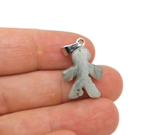 Labradorite Crystal Gingerbread Cookies Men Pendants - Christmas Gift - Mineral Specimens - Christmas Carving - Best Quality - NC1663