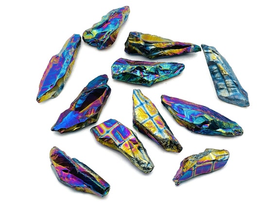 Rainbow Aura Quartz Point – Rough Titanium Aura Quartz – Raw Crystal – Chunk Stones - RA1256