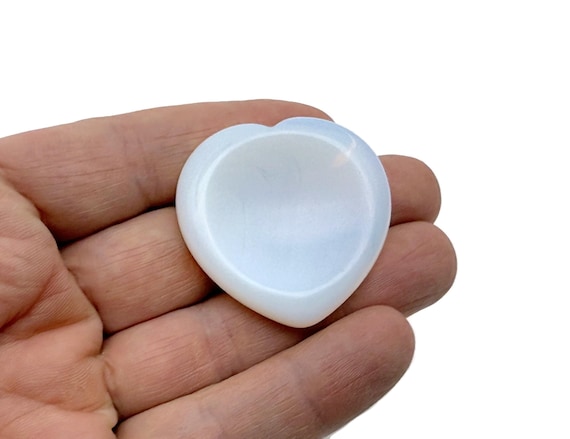 Opalite Heart Worry Stone – Crystal Worry Stone – Relaxing Heart Chakra - Travel Crystals - Stress Reducing - WO1015
