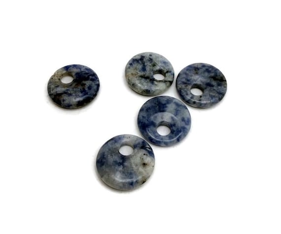 Sodalite Crystal Donut Pendant - Pi Stone Necklace Charm - 20mm - DO1073