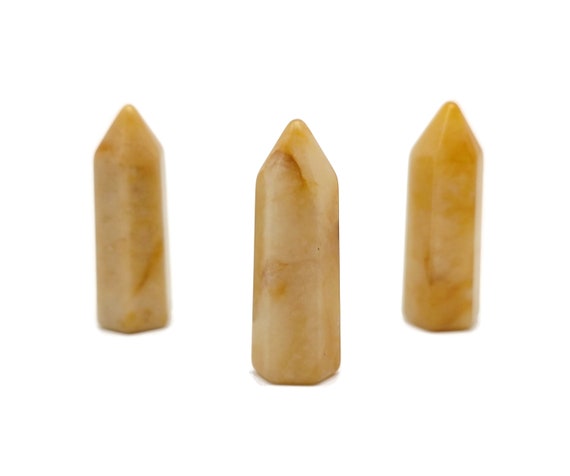 Yellow Jade Crystal Obelisk Tower – Gemstone Tower – Tower Crystal – Hand Carved Crystal Point – Healing Crystal – 40mm – TW1106