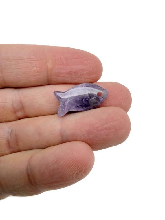 Amethyst Fish Shape Crystal Pendant – Healing Stone Fish Charm for Jewelry - NC1880
