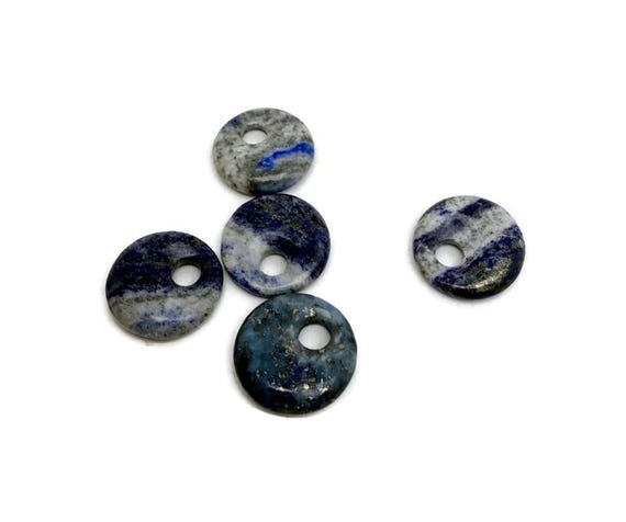 Lapis Lazuli Crystal Donut Pendant - Pi Stone Necklace Charm - 20mm - DO1078