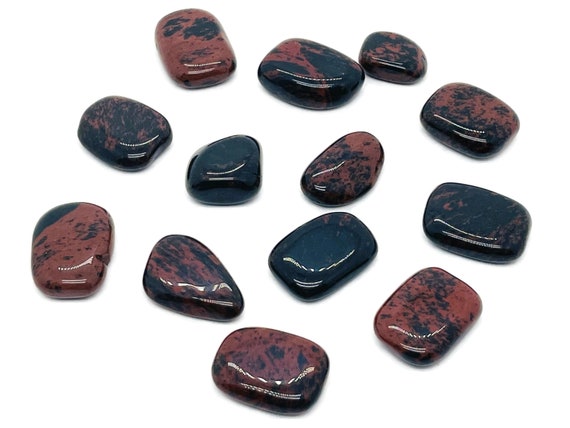 Mahogany Obsidian Slab Crystal - Flat Disk Stone – Pendant Crystal - Worry Stone - Healing Crystals – 0.8"-1.1" - FL1064