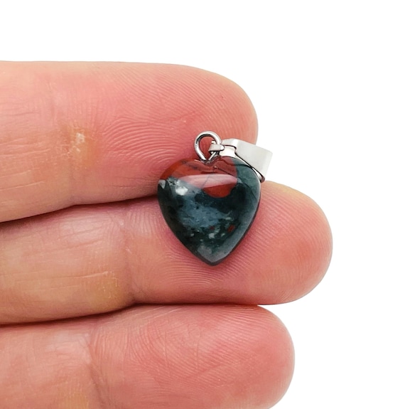 African BloodStone Heart Pendant - Crystals Pendant Healing - Mini Crystal Pendant - Gifts - NC1497
