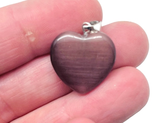 Brown Cats Eye Heart Pendant - Crystals Pendant Healing - Mini Crystal Pendant - Gifts - NC1281