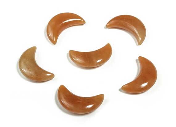 Orange Aventurine Gemstone Moon - Moon Shape Cabochon Gemstone - Carved Moon - Healing Crystal - Gemstone Crescent – 3×1.2cm – MO1080