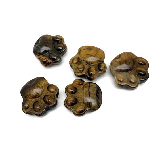 Tiger Eye Bear Paw Crystal Carving – Handcrafted Gemstone Creature Statue - HA1256