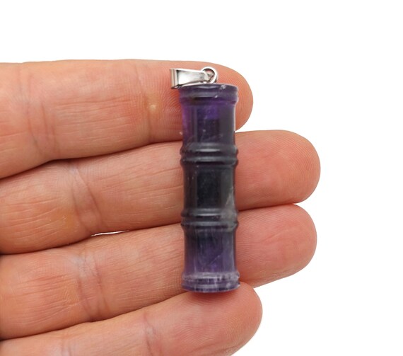 Amethyst Gemstone Bamboo Shape Pendants - Protect Crystal Necklace - Bamboo Crystal Jewelry - Healing Stones - Gift For Her - NC1614