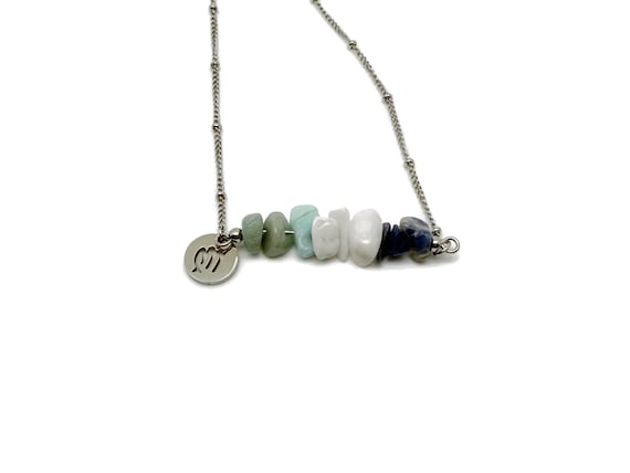 Virgo Zodiac Gemstone Necklace -  Choose Your Stones - Silver Stainless Steel - Birthstone Crystal Neckalce - CC1011