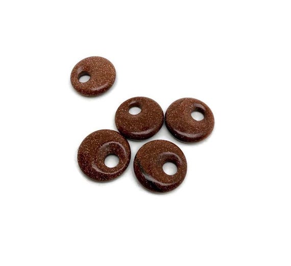 GoldStone Crystal Donut Pendant - Pi Stone Necklace Charm - 20mm - DO1077