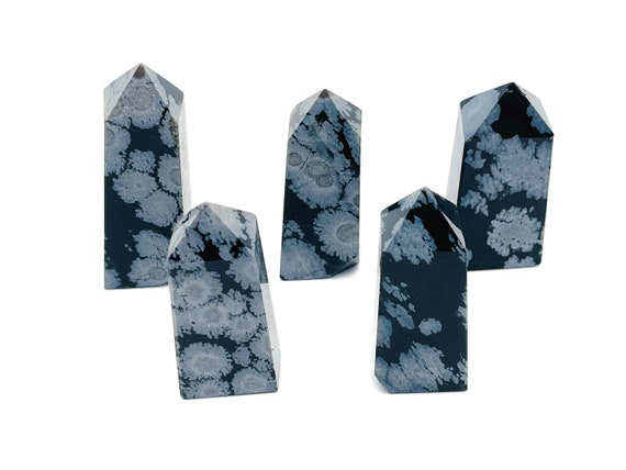 Snowflake Obsidian Obelisk Tower Stone - Natural Crystal Tower - Obelisk Tower Healing Stone – Home Decor - TW1002