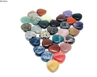 Heart Gemstone - Wholesale Crystal Hearts - Assorted Heart Shaped - Heart Carving - Crystal Gift - 30x30x15 - HEMIX4