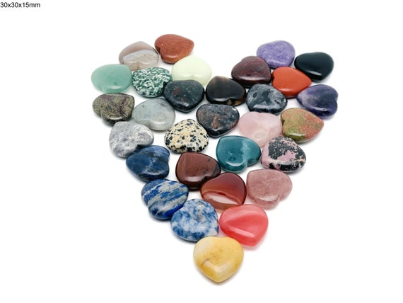 Heart Gemstone - Wholesale Crystal Hearts - Assorted Heart Shaped - Heart Carving - Crystal Gift - 30x30x15 - HEMIX4