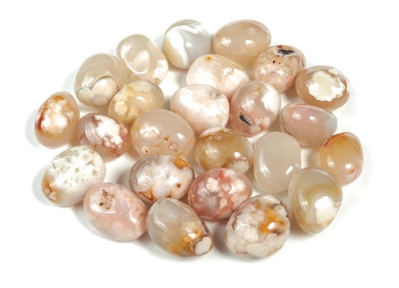 Flower Agate Tumbled Stone – Flower Agate Crystal – Cherry Blossom Agate – Reiki Growth - TU1045