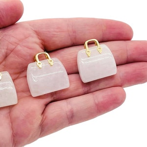 Clear Quartz Crystal Purse Carving - Crystal Handbag Pendant - Gemstone Purse - PU1006