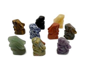 Crystal Rabbit Figure - Gemstone Decor - Handmade Carved Animal - Energy Stone - Love Symbol - ANMIX17