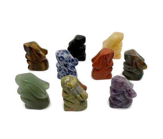 Crystal Rabbit Figure - Gemstone Decor - Handmade Carved Animal - Energy Stone - Love Symbol - ANMIX17