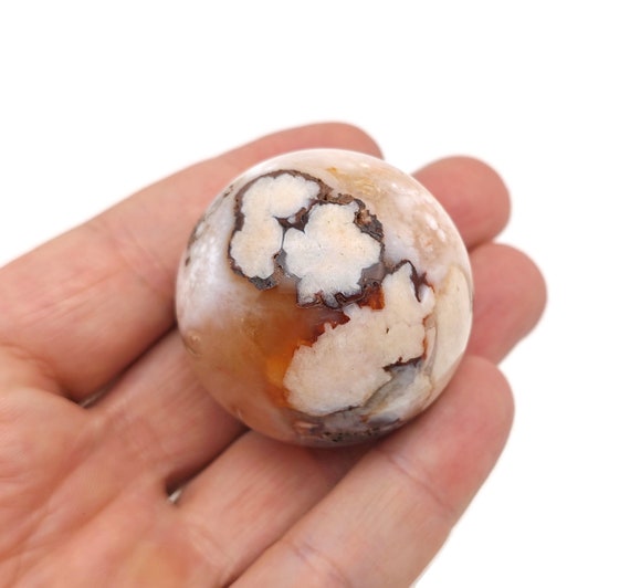 Pink Flower Agate Sphere Stone A++ – Crystal Ball - Healing Crystal Stones – Crystal Decor – 40-45mm - BA1051