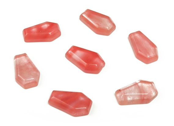 Cherry Quartz Coffin Crystal - Cabochon - Crystal Carving - 3cm CO1018