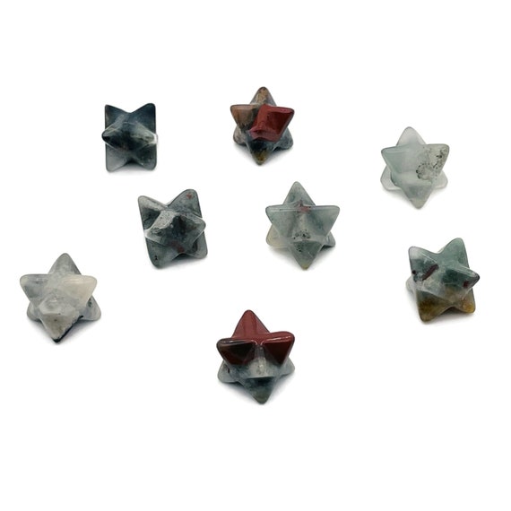 African BloodStone Merkaba Star Crystal Carving – Christmas Gift - Mini Merkaba Star Figurines - Crystal Reiki Healing - ME1025