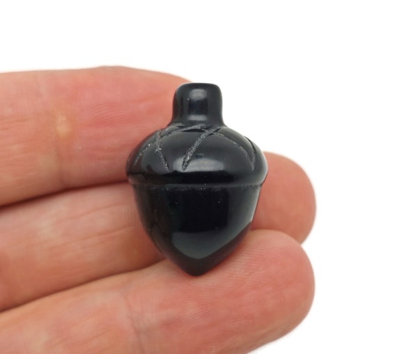 Obsidian Crystal Acorn Carved - Reiki Healing - Home Crystal Decoration - Crystal Ornament - Crystal healing - 26mm - AC1004