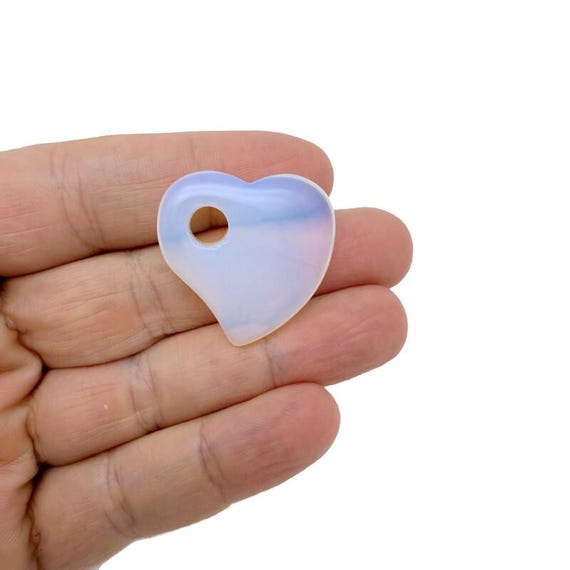 Opalite Natural Gemstone Heart Pendant – Crystal Heart Charm for Necklace Making - HT1006
