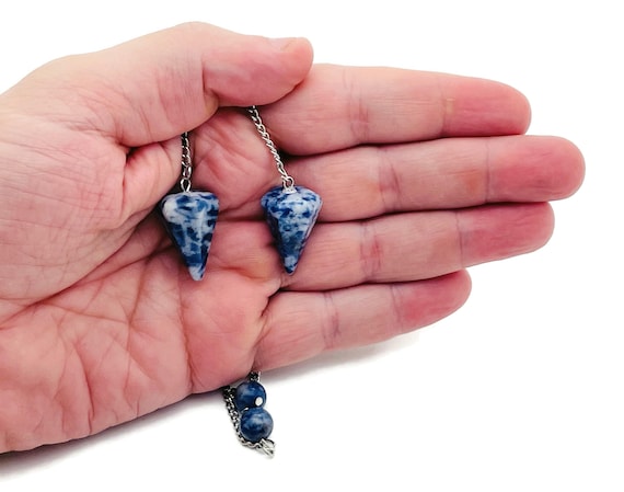 Blue Spot Jasper Healing Crystal Pendulum – Gemstone Divination Pendulum with Stainless Steel Chain - PE1011