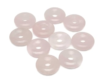 Colgantes de donut de cristal de cuarzo rosa - Donut de piedra preciosa natural - Piedra Pi - Joya de seguridad - 20 mm - DO1006