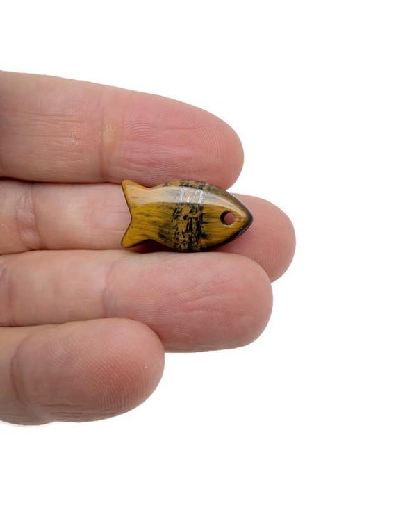 Tiger Eye Fish Shape Crystal Pendant – Healing Stone Fish Charm for Jewelry - NC1881
