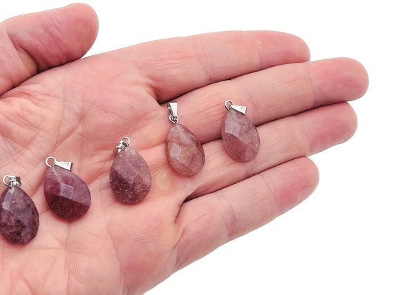 Strawberry Quartz Crystal Pendant - Strawberry Quartz Crystal Earring – Bracelet Crystal Accessory - Jewelry Making Supplies - 2cm - NC1113