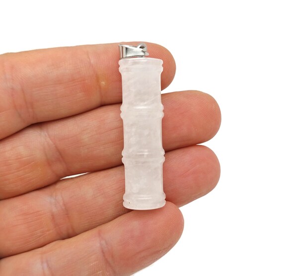 Clear Quartz Gemstone Bamboo Shape Pendants - Protect Crystal Necklace - Bamboo Crystal Jewelry - Healing Stones - Gift For Her - NC1610