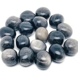 Silver Obsidian Tumbled Stone - Natural Silver Sheen Obsidian - Silver Obsidian Loose Stone - Meditation Crystal - TU1039