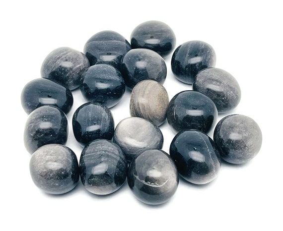 Silver Obsidian Tumbled Stone - Natural Silver Sheen Obsidian - Silver Obsidian Loose Stone - Meditation Crystal - TU1039
