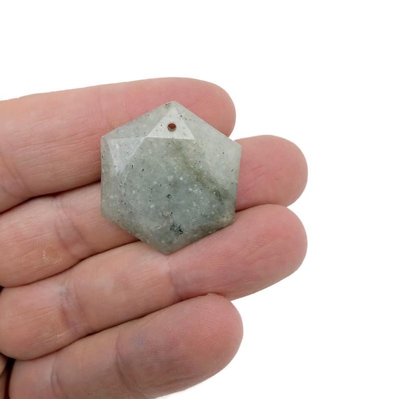 Labradorite Hexagon Crystal Pendant – Faceted Stone Necklace Bead - NC1942