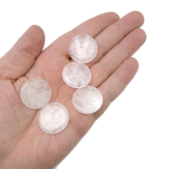 Clear Quartz Polished Gemstone Pocket Stone - Smooth Meditation Stones - 25mm - FL1104