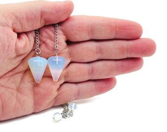 Opalith Heilkristall Pendel Kollektion - Edelstein Wahrsagung Pendel mit Edelstahl Kette - PE1006