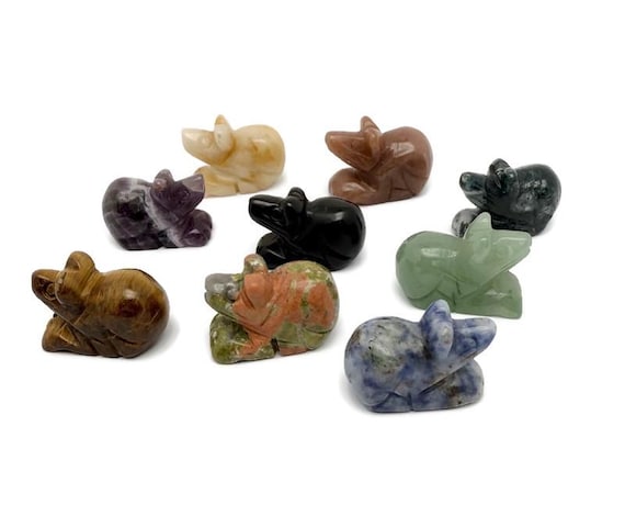 Crystal Mouse Figure - Gemstone Decor - Handmade Carved Animal - Energy Stone - Love Symbol - ANMIX15